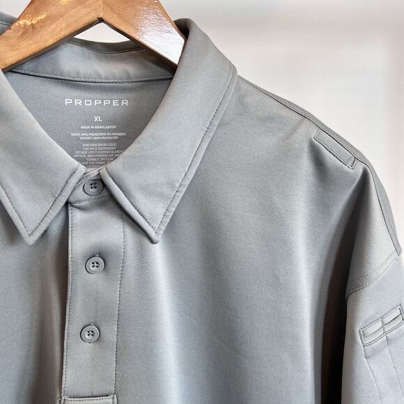 Propper Polo Shirt Men XL Gray Pockets Short Sleeve Performance Tactical Work - Picture 3 of 8